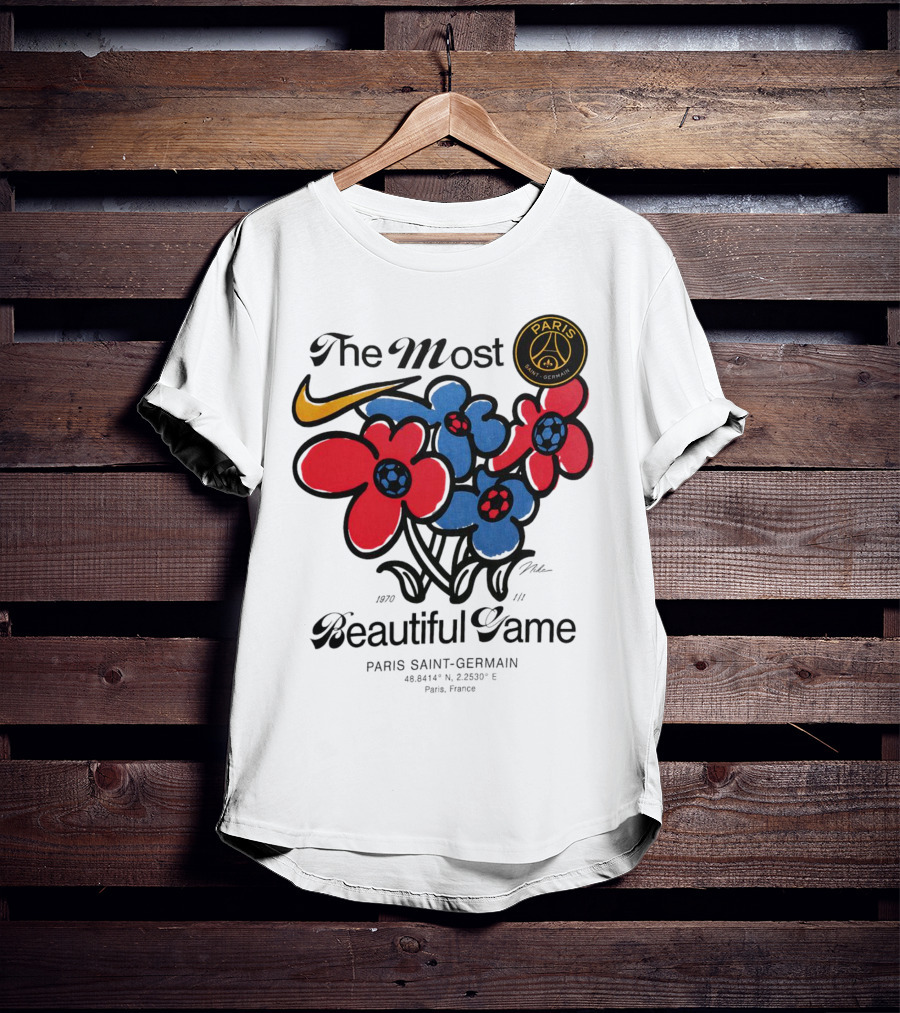The Most Beautiful Game Paris Saint-Germain Logo And Floral T-Shirt
