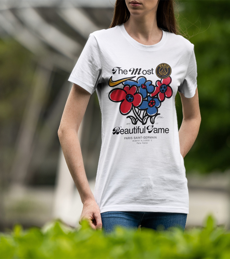 The Most Beautiful Game Paris Saint-Germain Logo And Floral T-Shirt