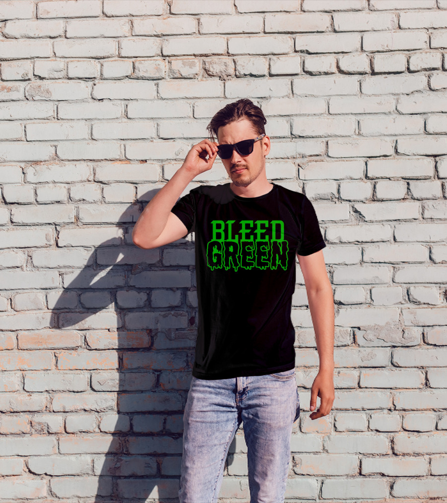 Bleed Green Dripping Neon Text T-Shirt