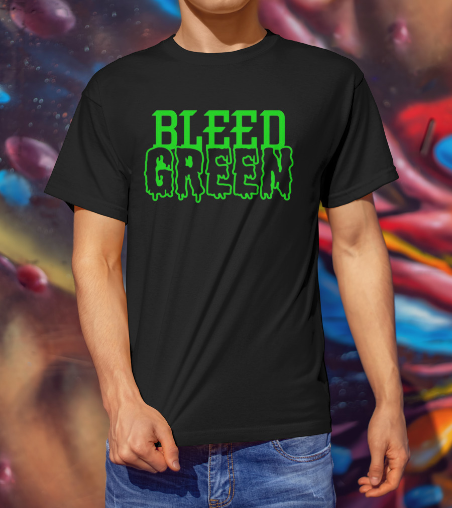 Bleed Green Dripping Neon Text T-Shirt