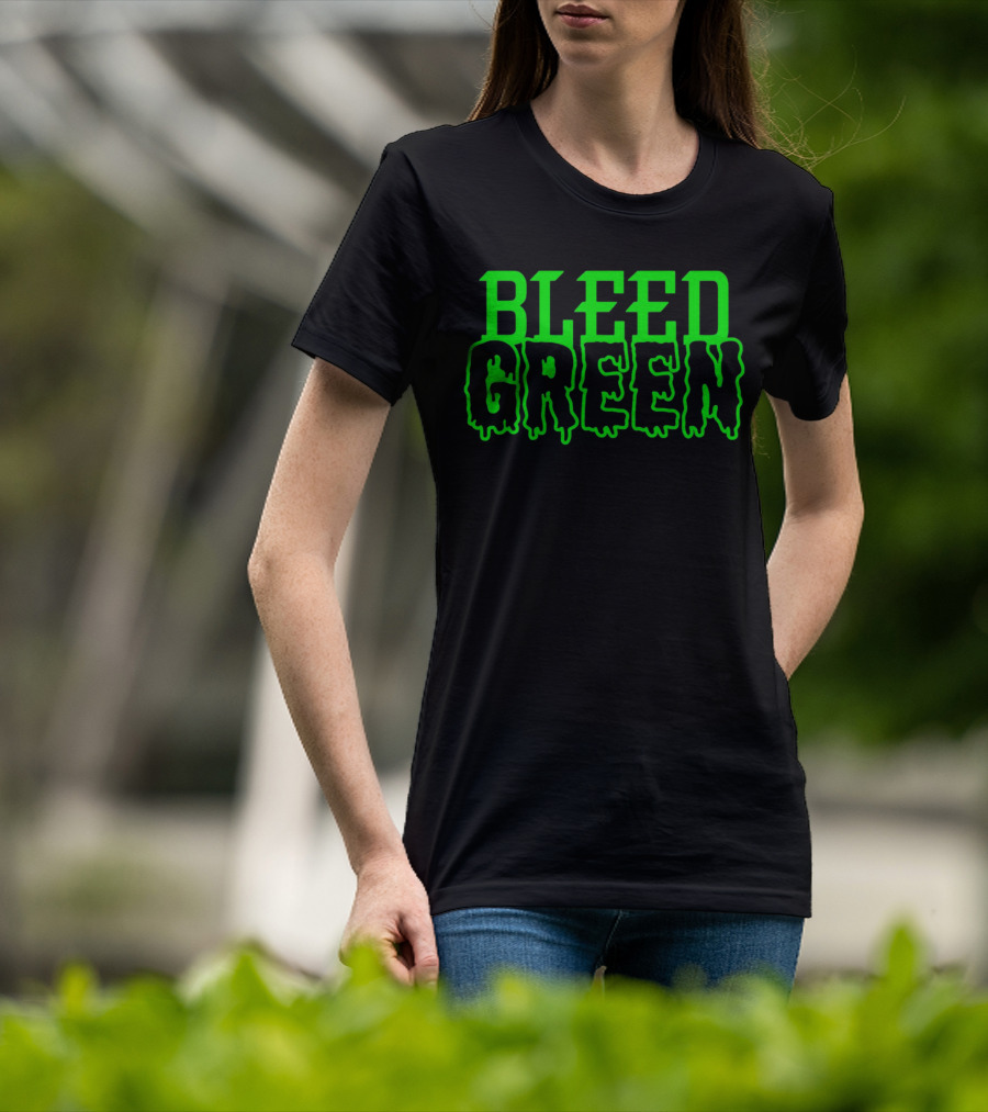 Bleed Green Dripping Neon Text T-Shirt