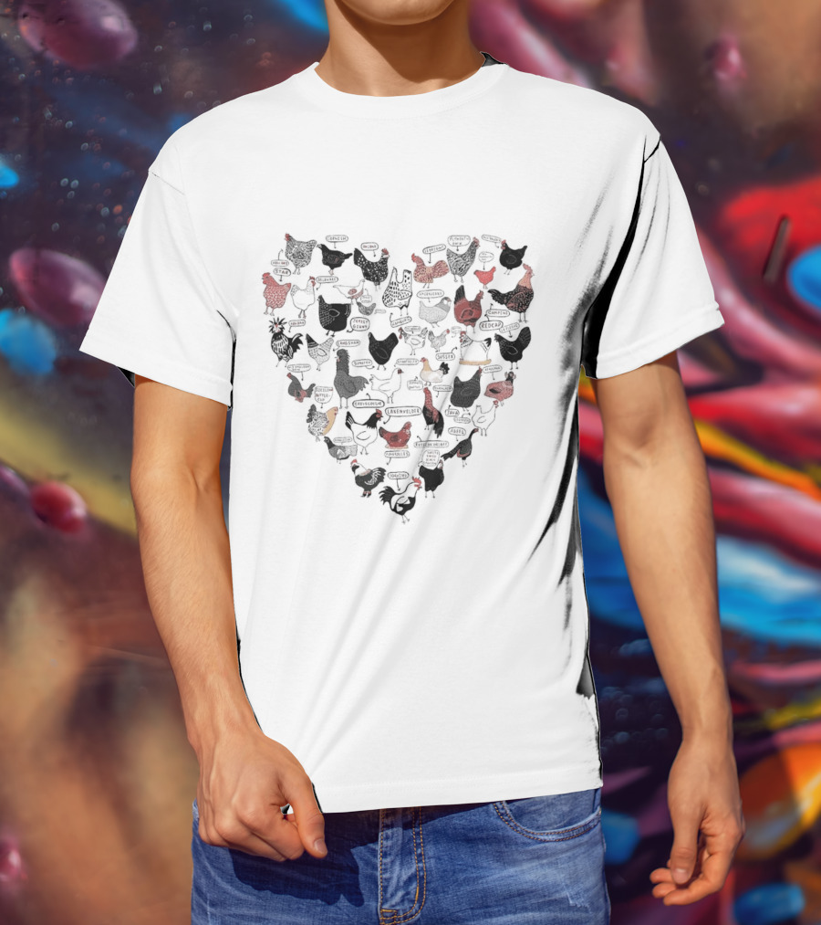 Chicken Heart Pattern With Cluck Speech Bubbles T-Shirt