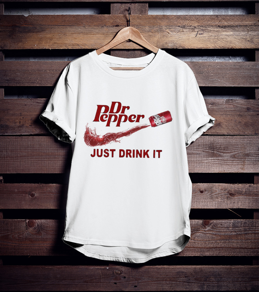 Dr Pepper Just Drink It Red Can Swoosh T-Shirt