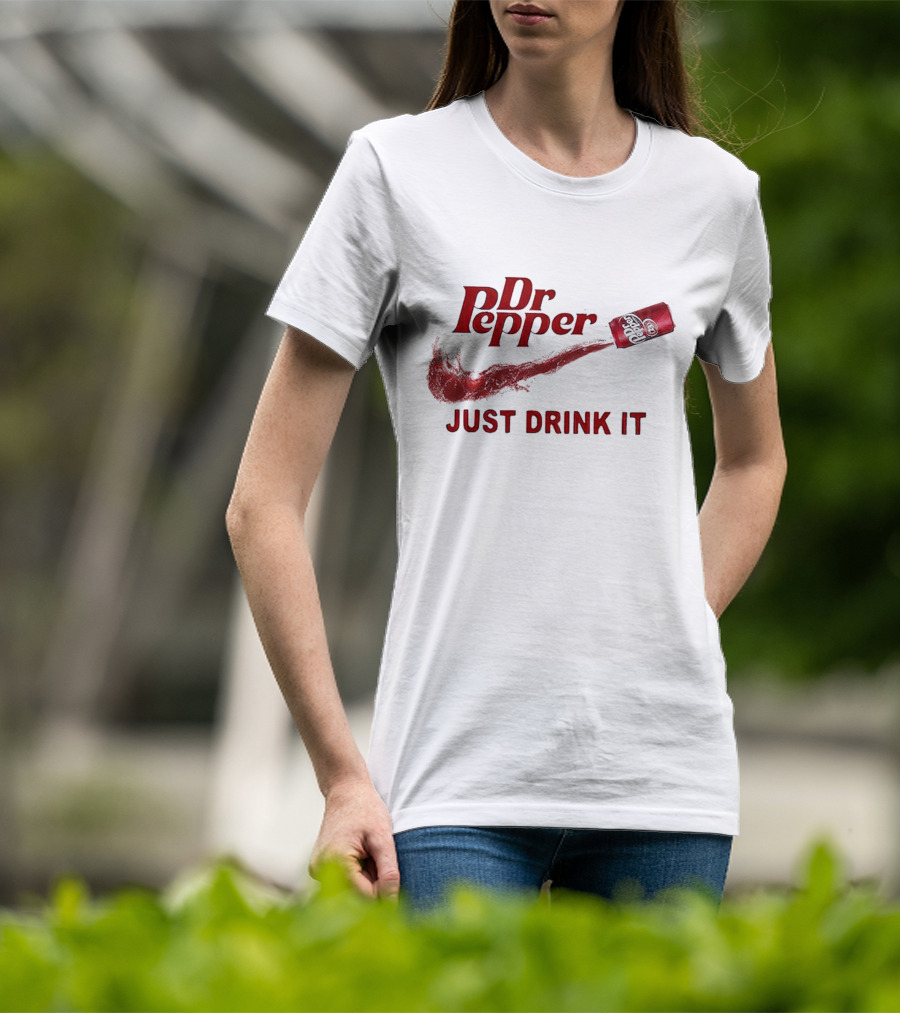 Dr Pepper Just Drink It Red Can Swoosh T-Shirt