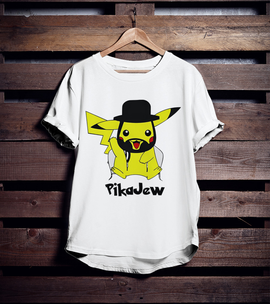 PikaJew Pikachu Hasidic Jewish Fusion Character With Yarmulke And Payot T-Shirt