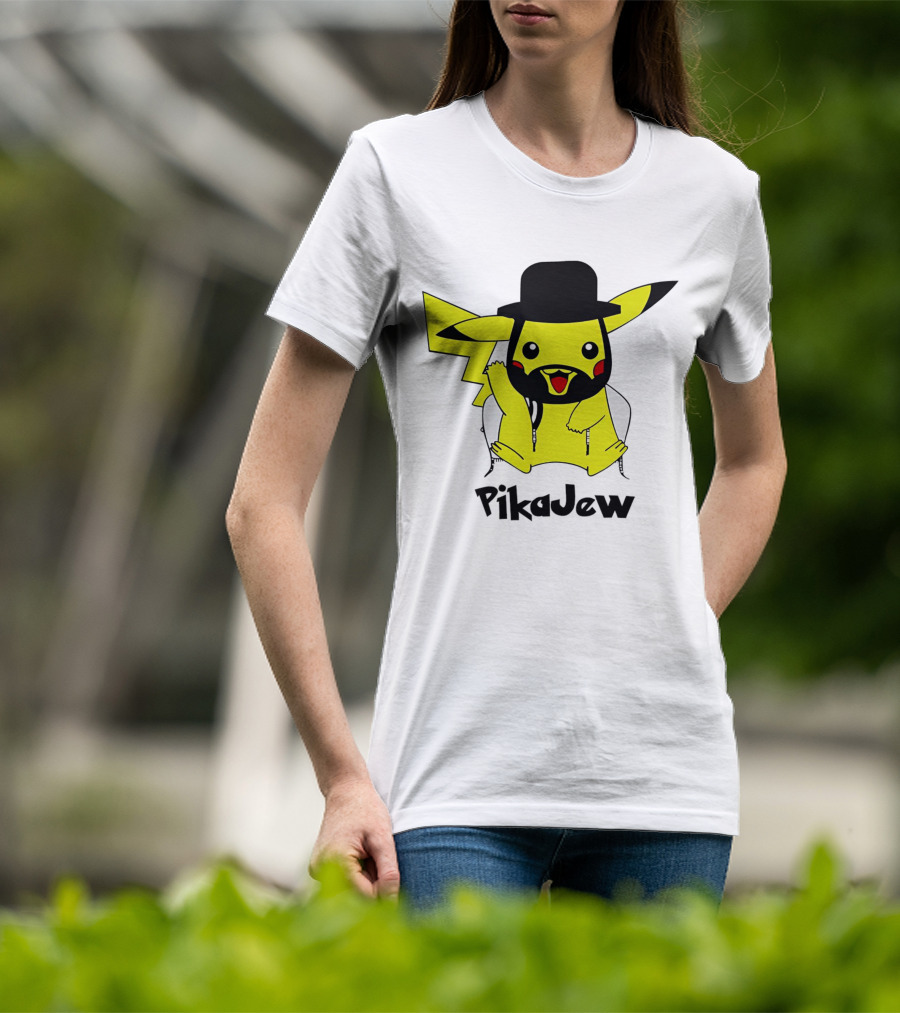 PikaJew Pikachu Hasidic Jewish Fusion Character With Yarmulke And Payot T-Shirt
