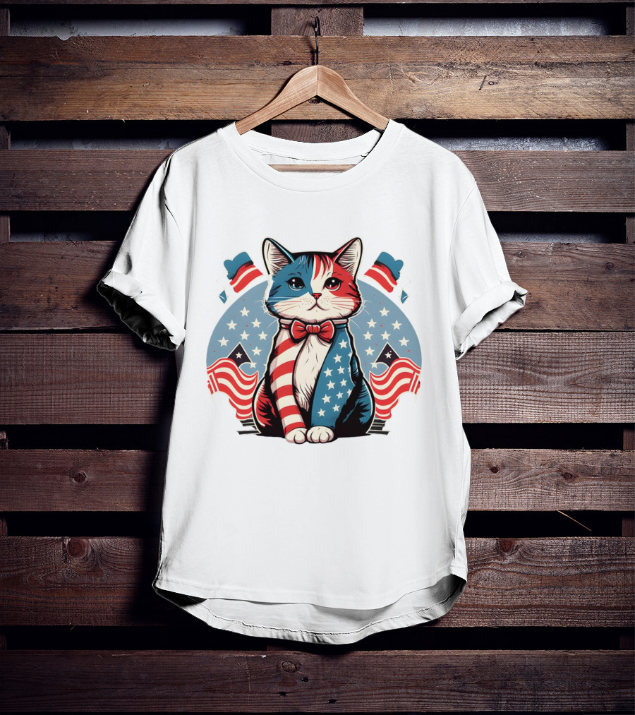 Cat American Flag T-Shirt