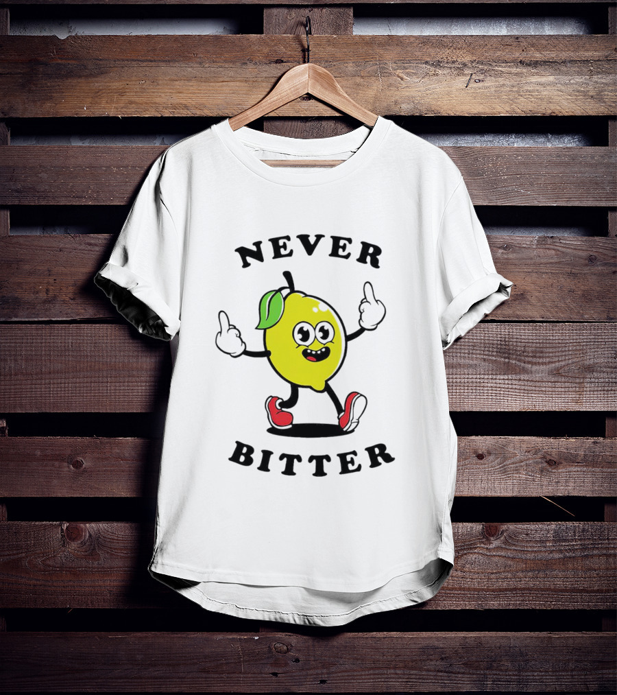 Lemon Never Bitter Playful Character With Upraised Hands T-Shirt