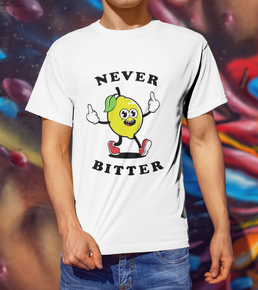 Lemon Never Bitter Playful Character With Upraised Hands T-Shirt