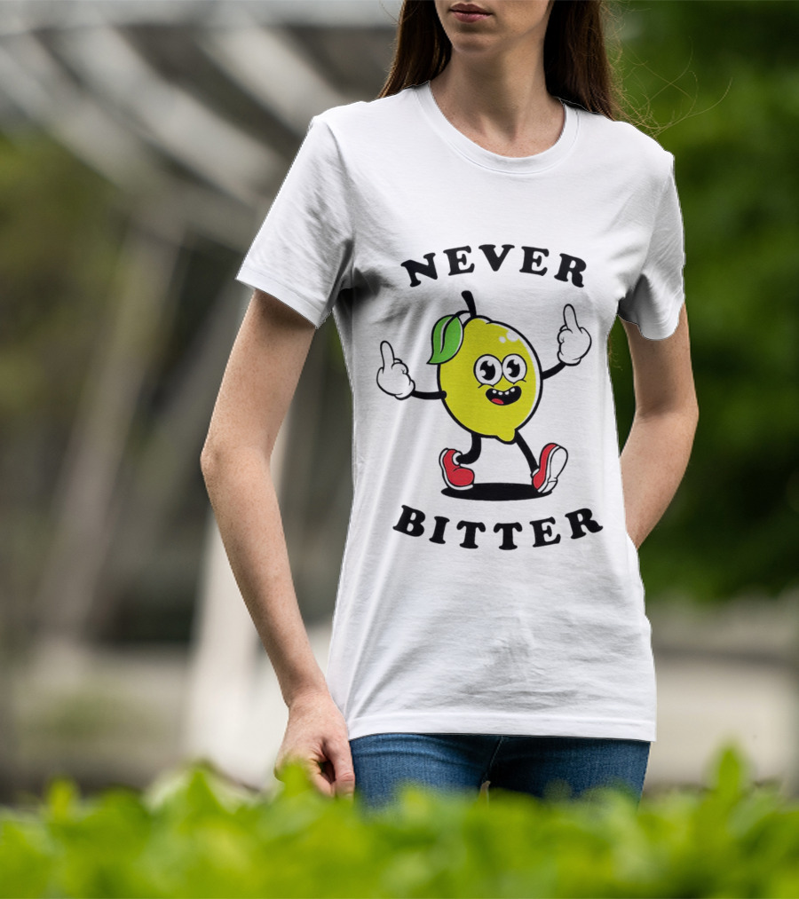 Lemon Never Bitter Playful Character With Upraised Hands T-Shirt