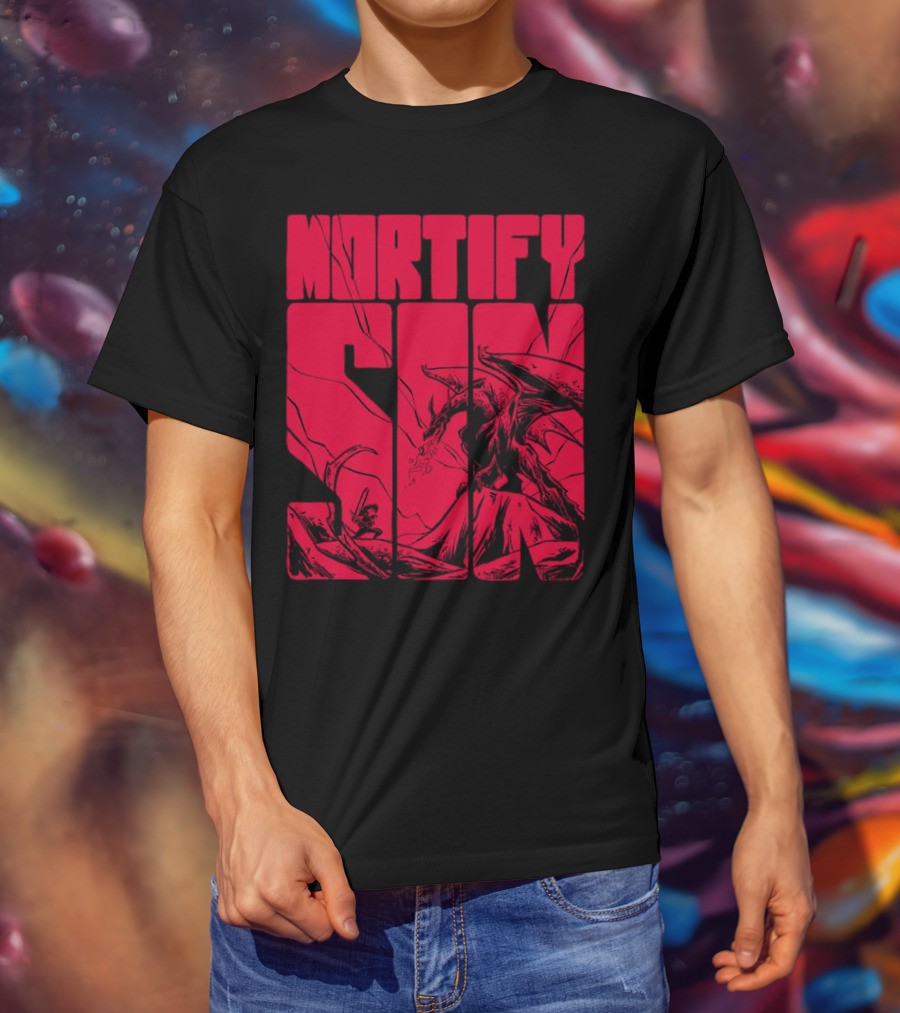MORTIFY SIN Dark Battle With Fiery Behemoth T-Shirt