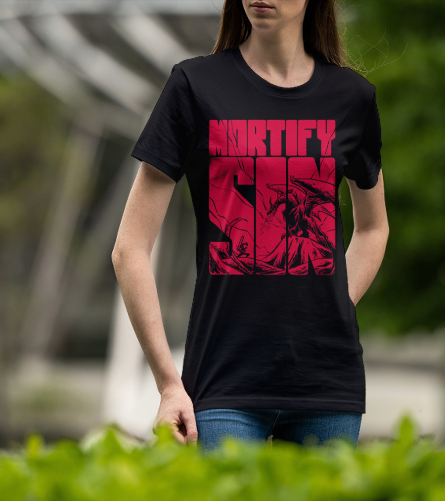 MORTIFY SIN Dark Battle With Fiery Behemoth T-Shirt
