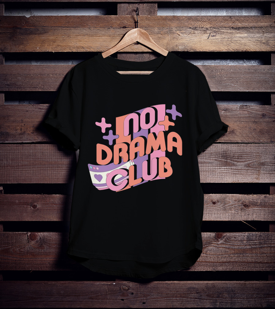 No Drama Club Cute Cartoon Heart Stripes And Shapes T-Shirt