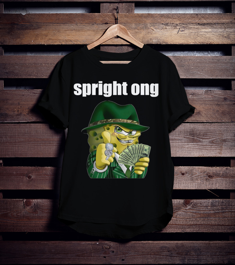 Spright Ong Money Spongebob In Green Suit With Cash T-Shirt