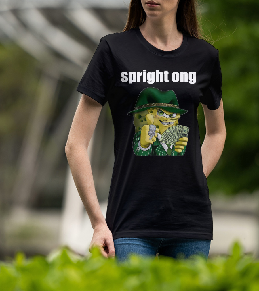 Spright Ong Money Spongebob In Green Suit With Cash T-Shirt