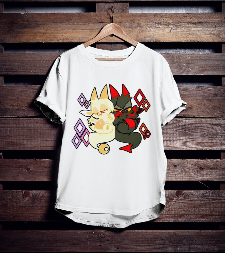 Chikn Nuggit Fwench Fwy Diamond Pattern Characters T-Shirt