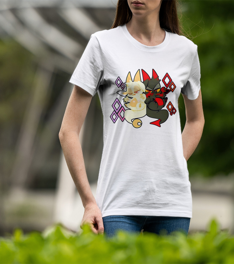 Chikn Nuggit Fwench Fwy Diamond Pattern Characters T-Shirt