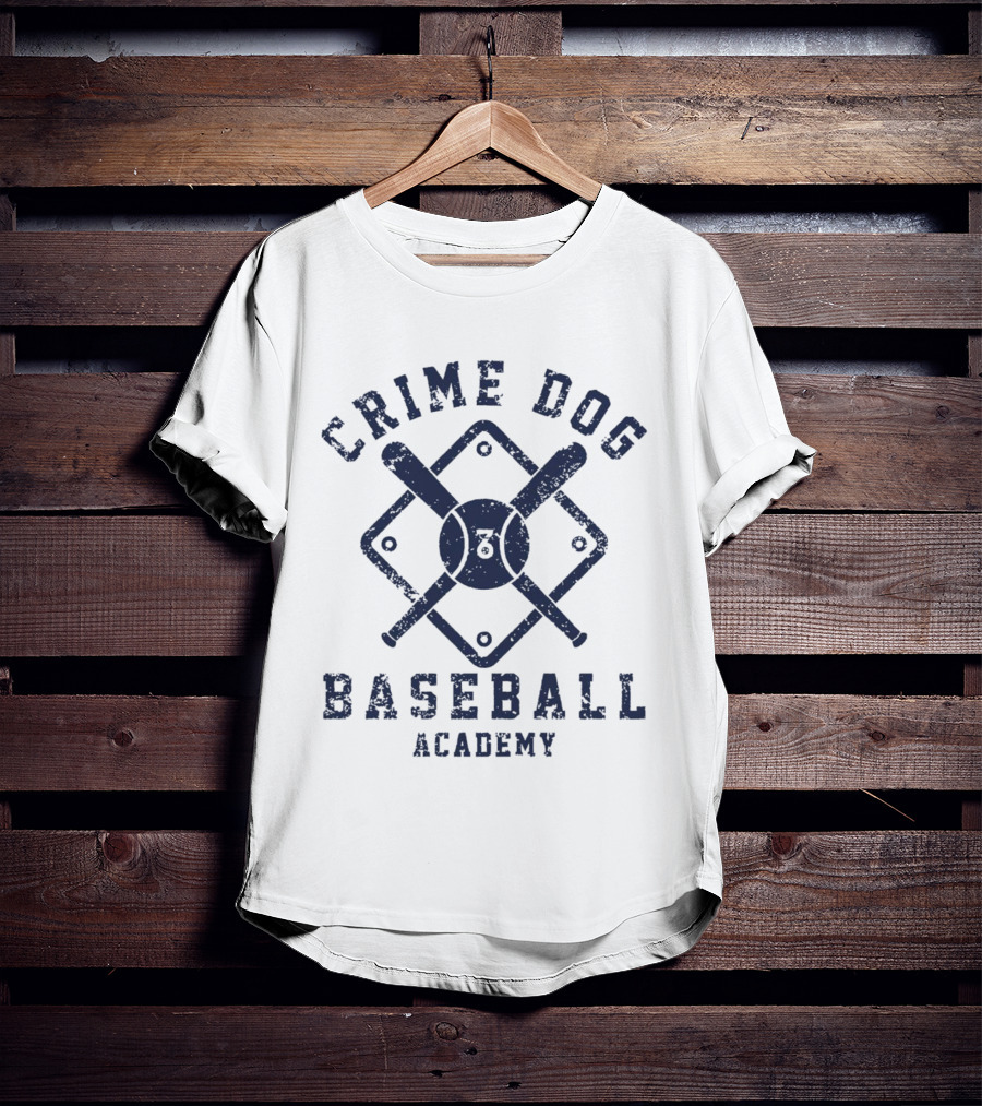 Crime Dog Baseball Academy Logo With Bat And Ball Diamond T-Shirt