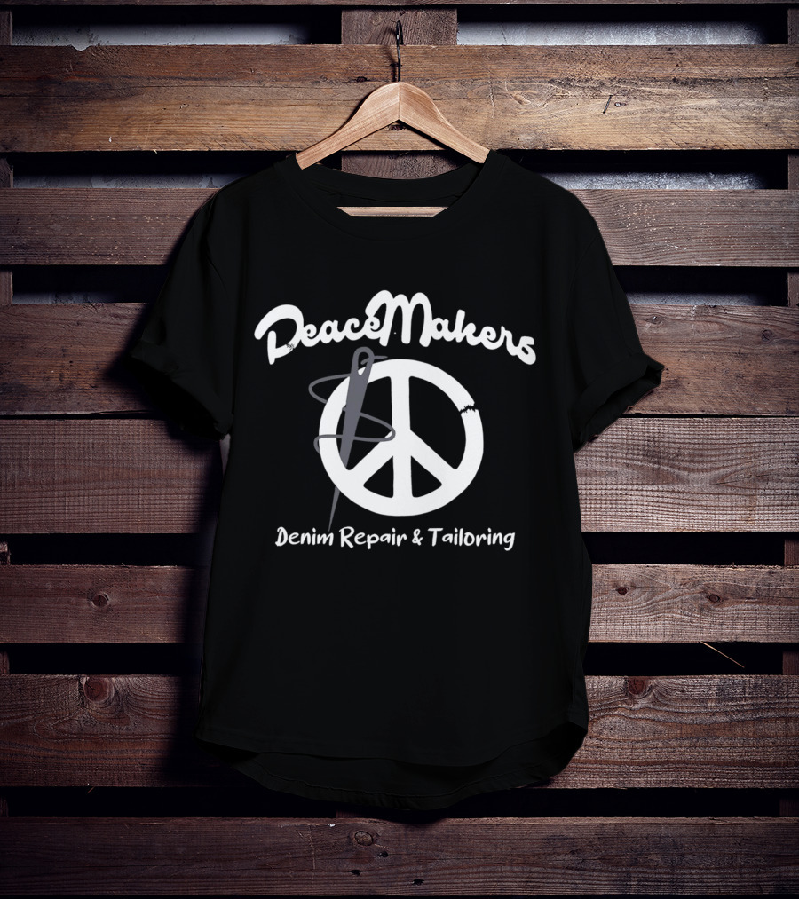 Peacemakers Denim Repair And Tailoring Needle And Peace T-Shirt