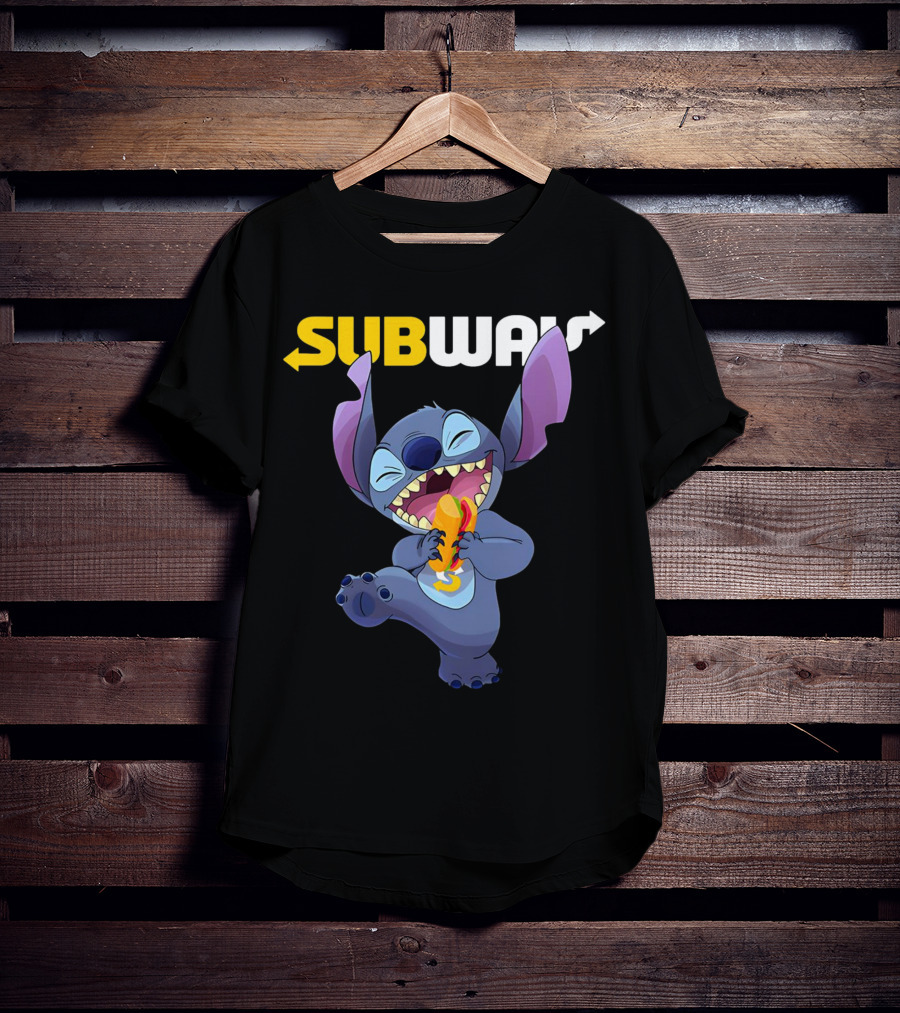 SUBWAY Stitch Eating Hotdog T-Shirt
