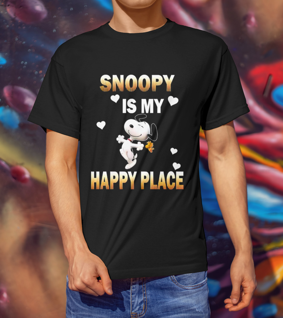 Snoopy Is My Happy Place Hearts Woodstock T-Shirt
