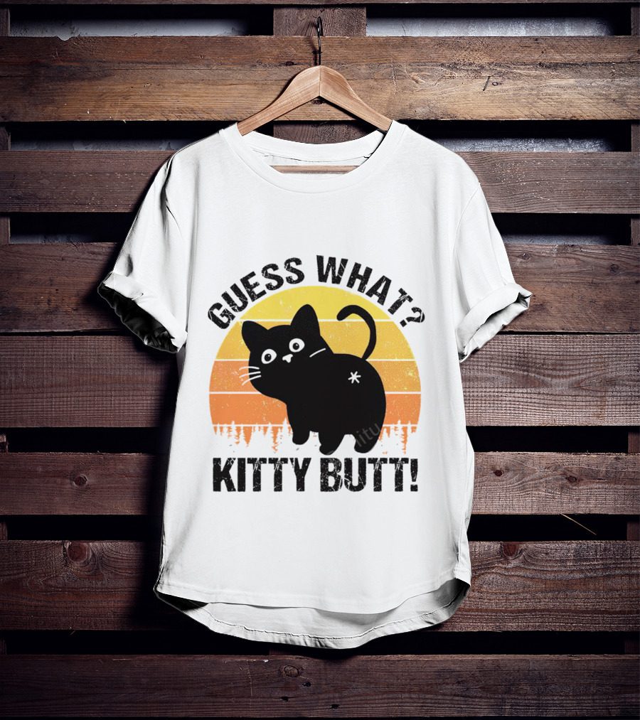 Guess What Kitty Butt Retro Sunset Forest T-Shirt