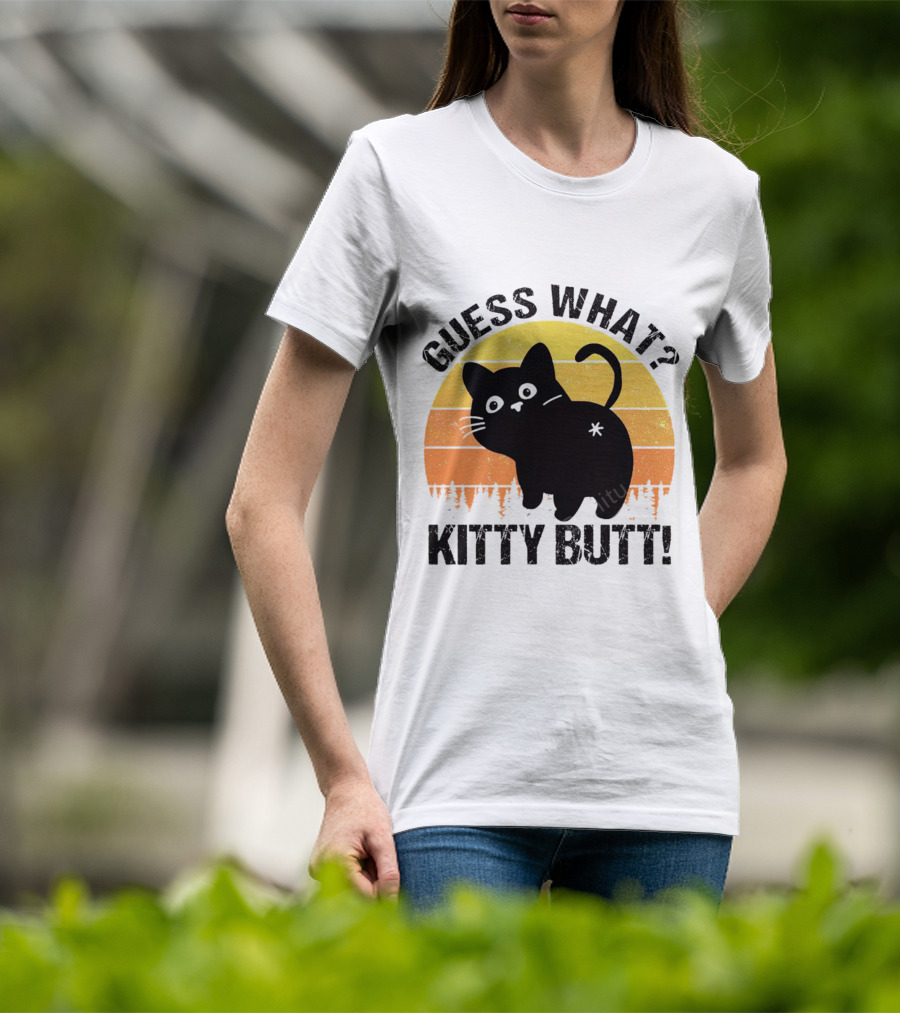 Guess What Kitty Butt Retro Sunset Forest T-Shirt