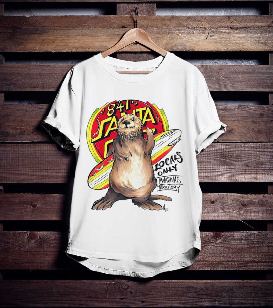 Otter 841 Santa Cruz Locals Only Awaswas Territory Surfing T-Shirt