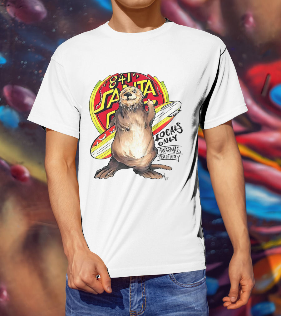 Otter 841 Santa Cruz Locals Only Awaswas Territory Surfing T-Shirt