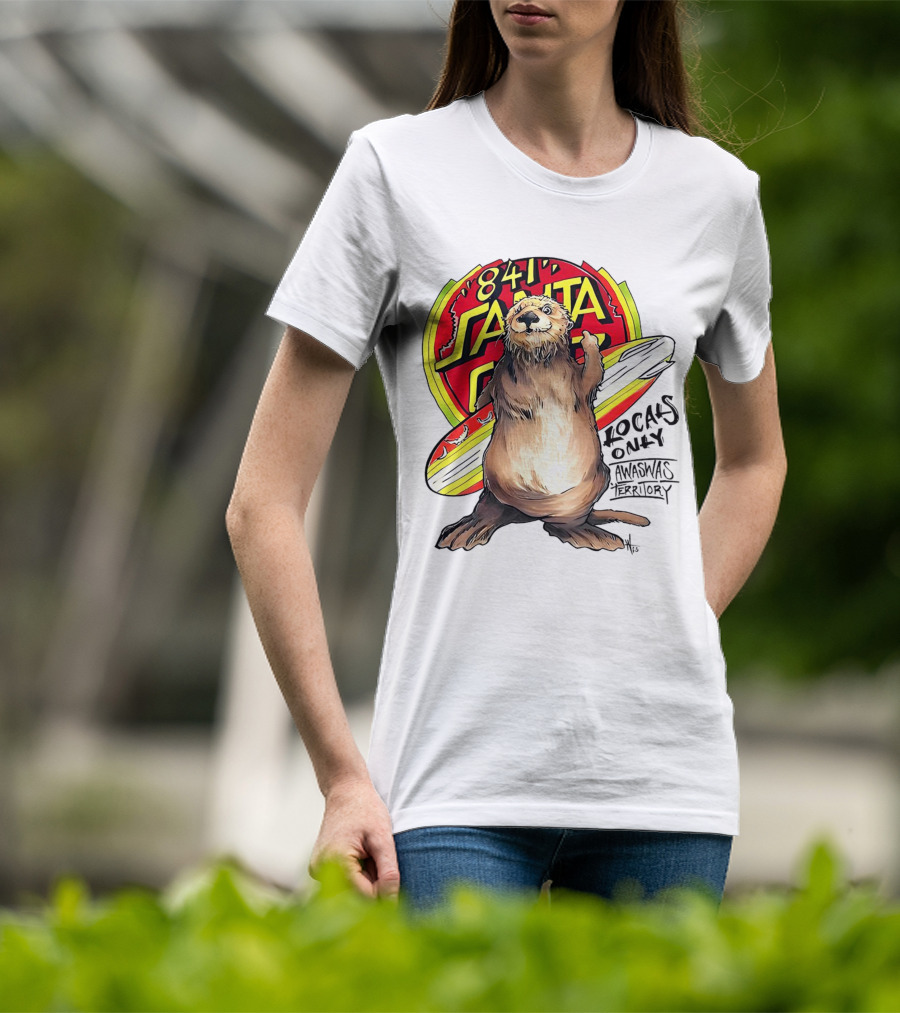 Otter 841 Santa Cruz Locals Only Awaswas Territory Surfing T-Shirt
