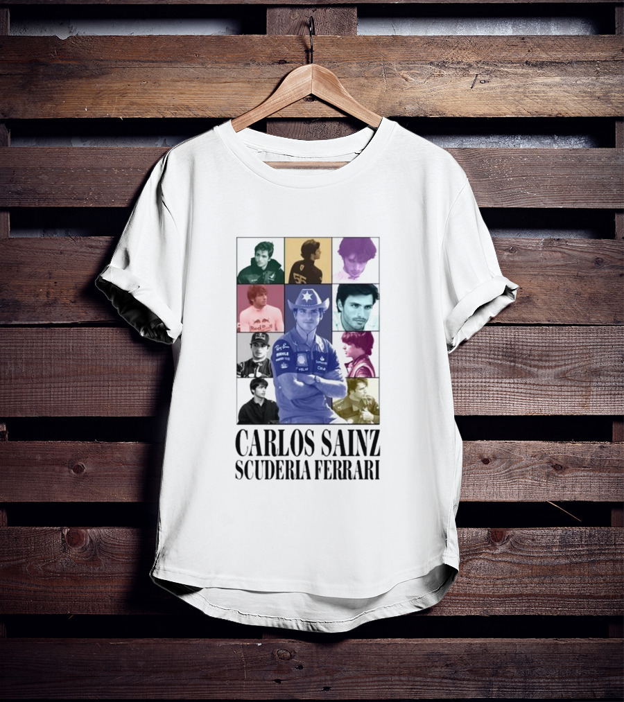 Carlos Sainz Scuderia Ferrari Red Bull Racing Portrait Collage T-Shirt