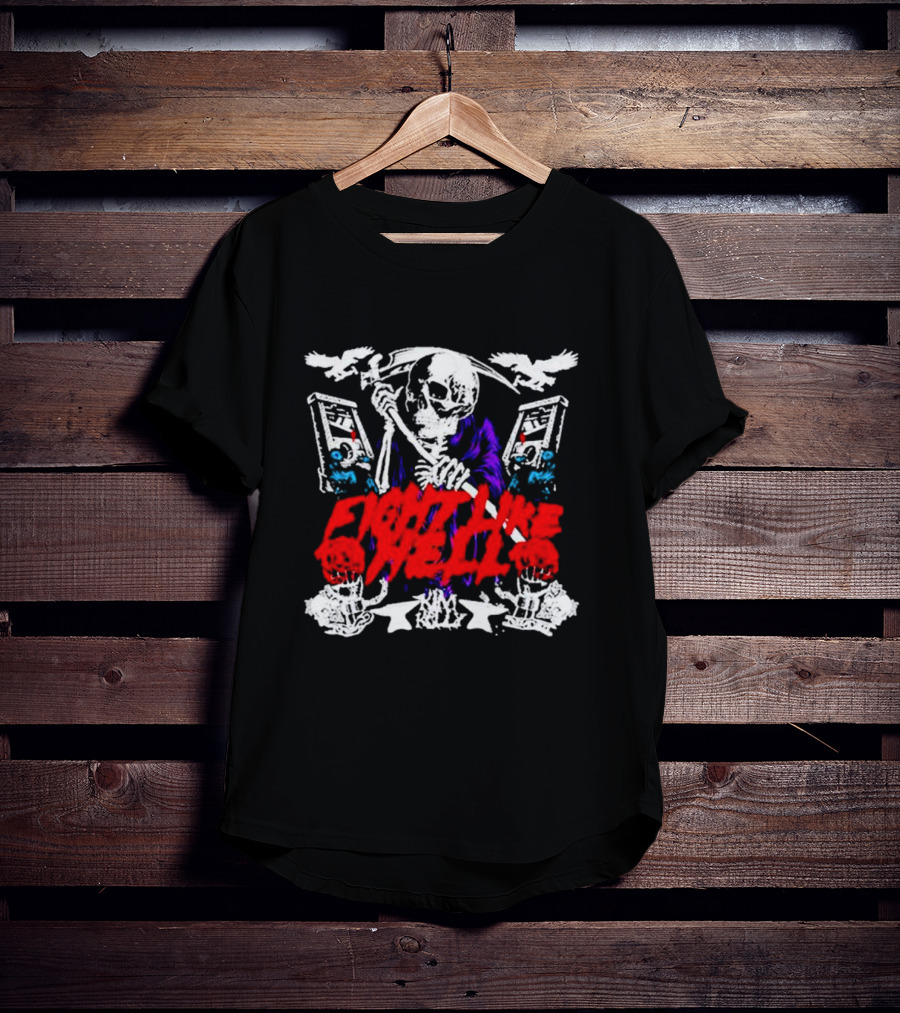 Kim Kelly Fight Like Hell Skeleton Sickle 80s Arcade T-Shirt