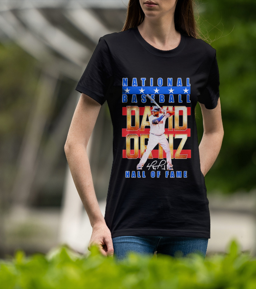 David Ortiz National Baseball Hall Of Fame Signature National Baseball Stars T-Shirt