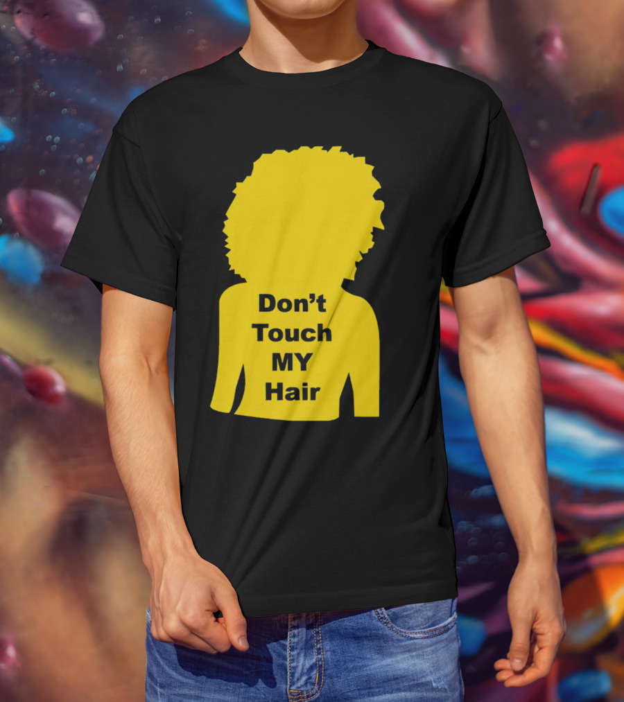 Don’t Touch My Hair Yellow Silhouette Afro Outline T-Shirt