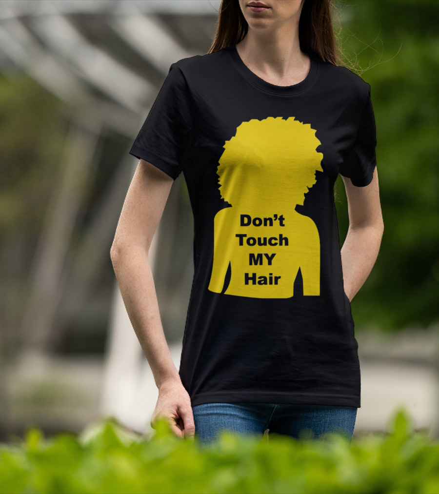 Don’t Touch My Hair Yellow Silhouette Afro Outline T-Shirt