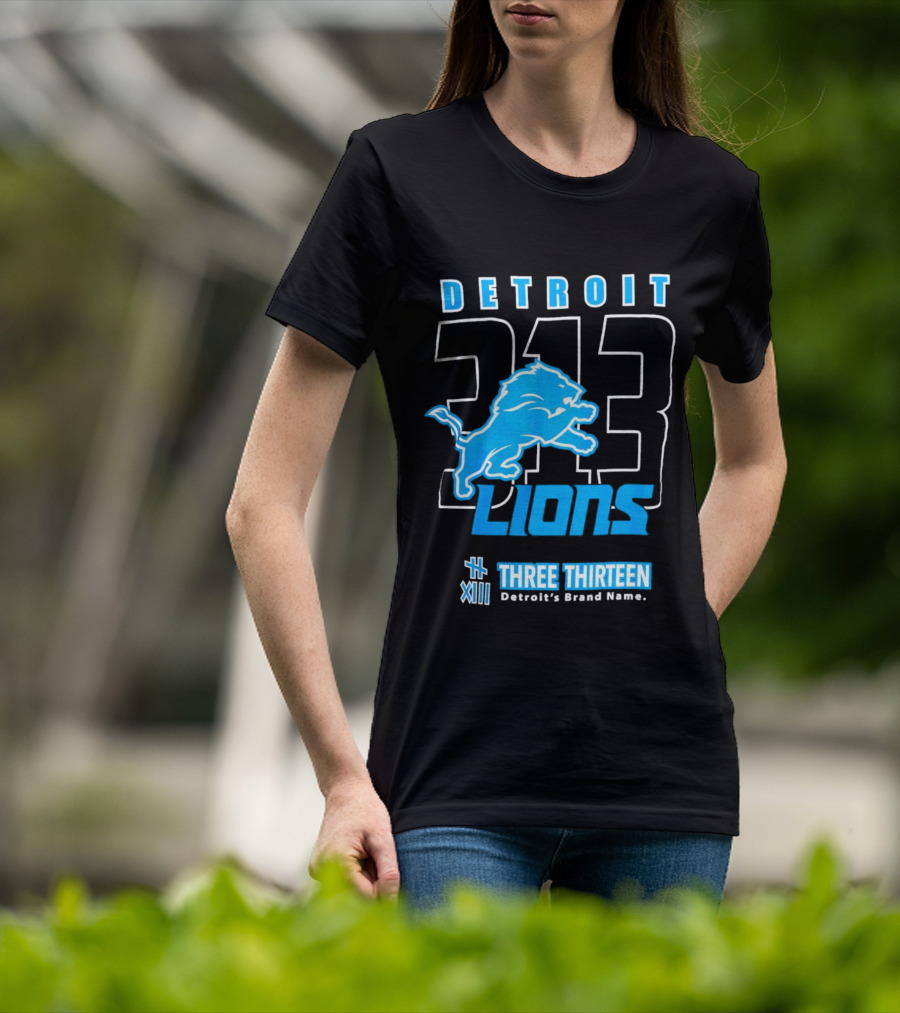 Detroit 313 Detroit Lions Three Thirteen XIII Brand Name T-Shirt