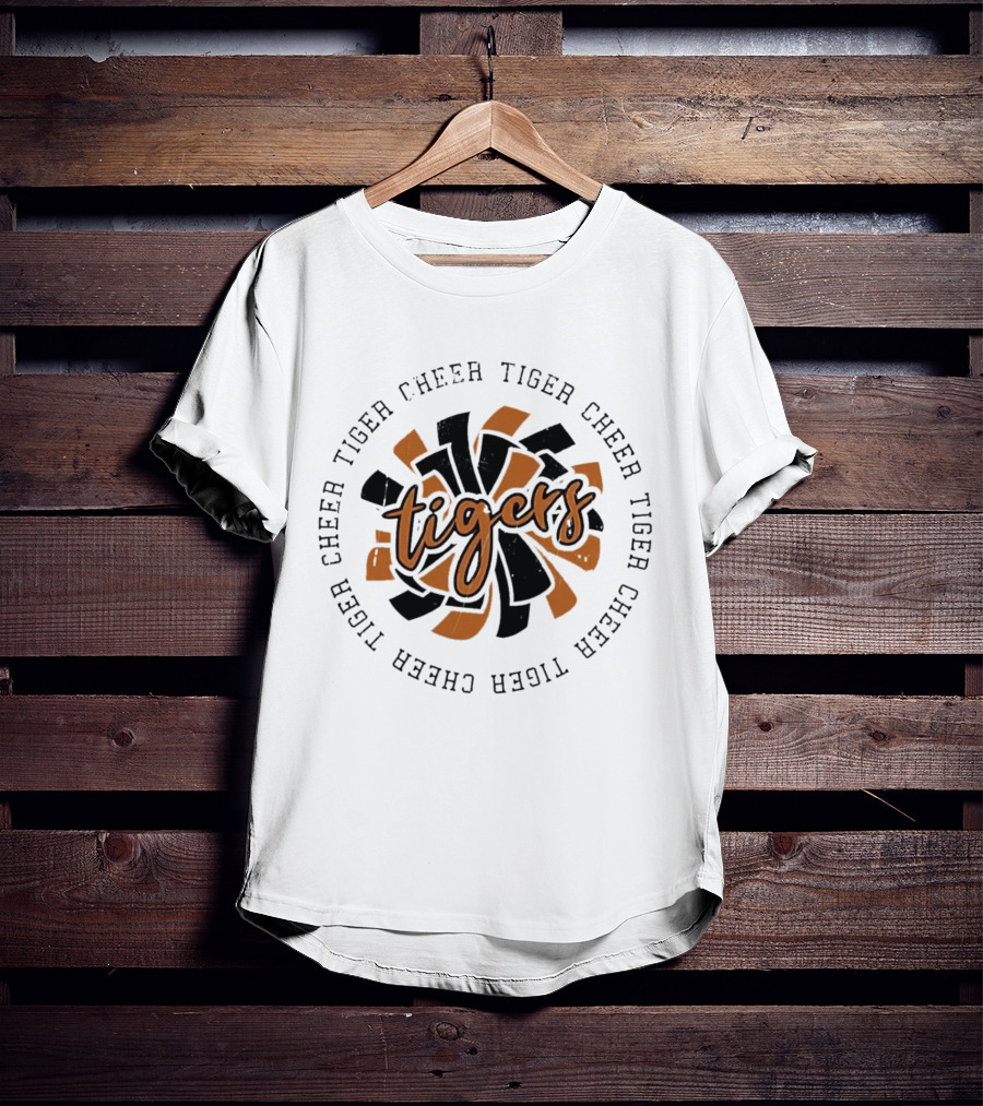 Tiger Cheer Tigers Pom-Pom Emblem T-Shirt