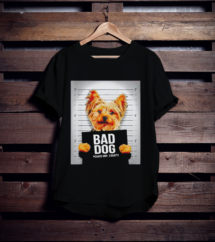 Bad Dog Yorkie Mugshot Police Dept 230573 T-Shirt