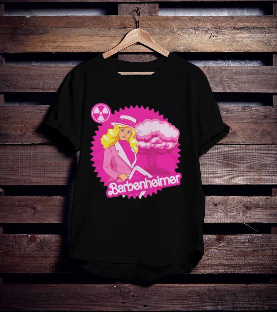Barbenheimer Pink Explosion Icon With Radioactive T-Shirt