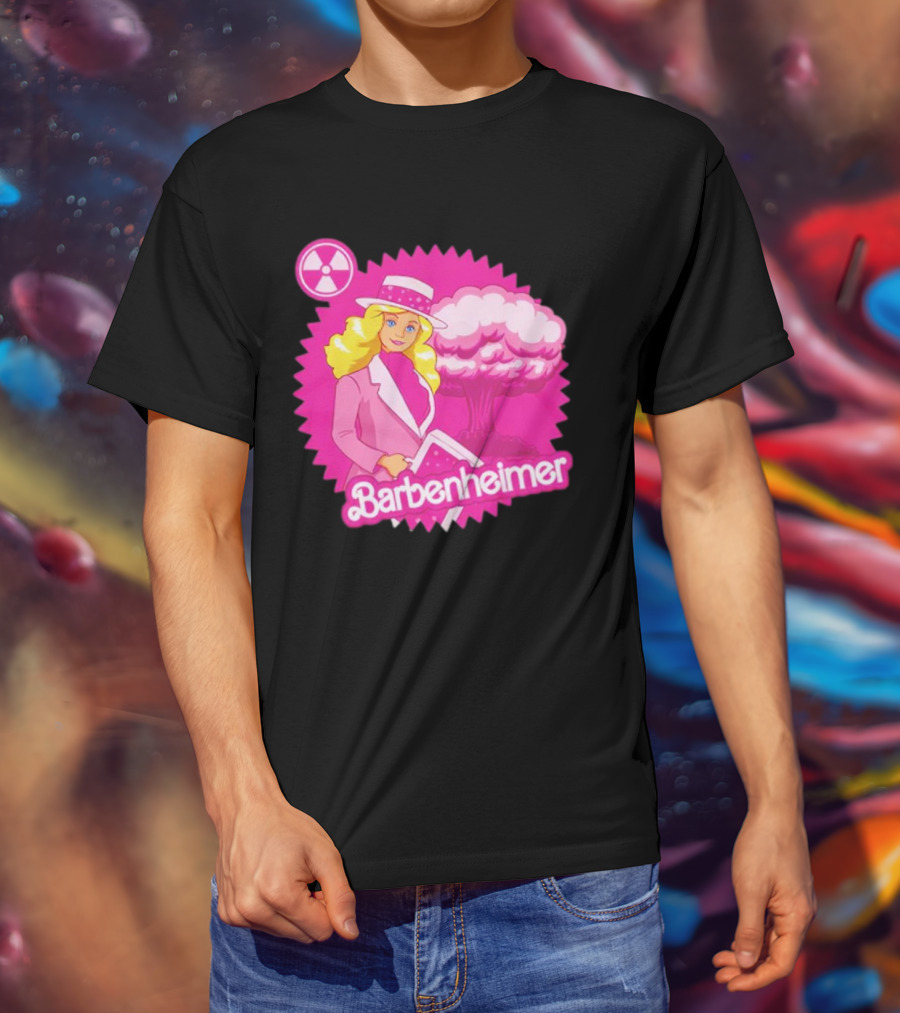 Barbenheimer Pink Explosion Icon With Radioactive T-Shirt