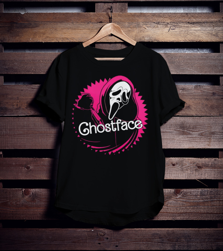 Ghostface Neon Pink Horror Icon In Vibrant T-Shirt