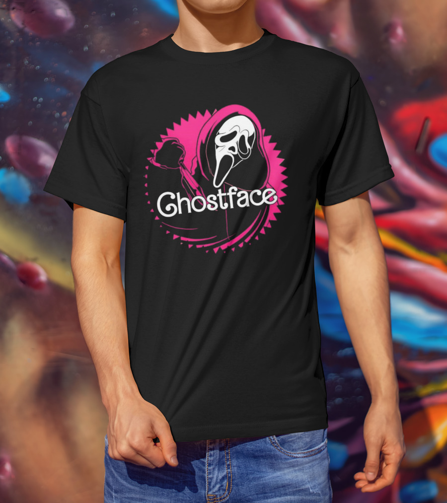 Ghostface Neon Pink Horror Icon In Vibrant T-Shirt