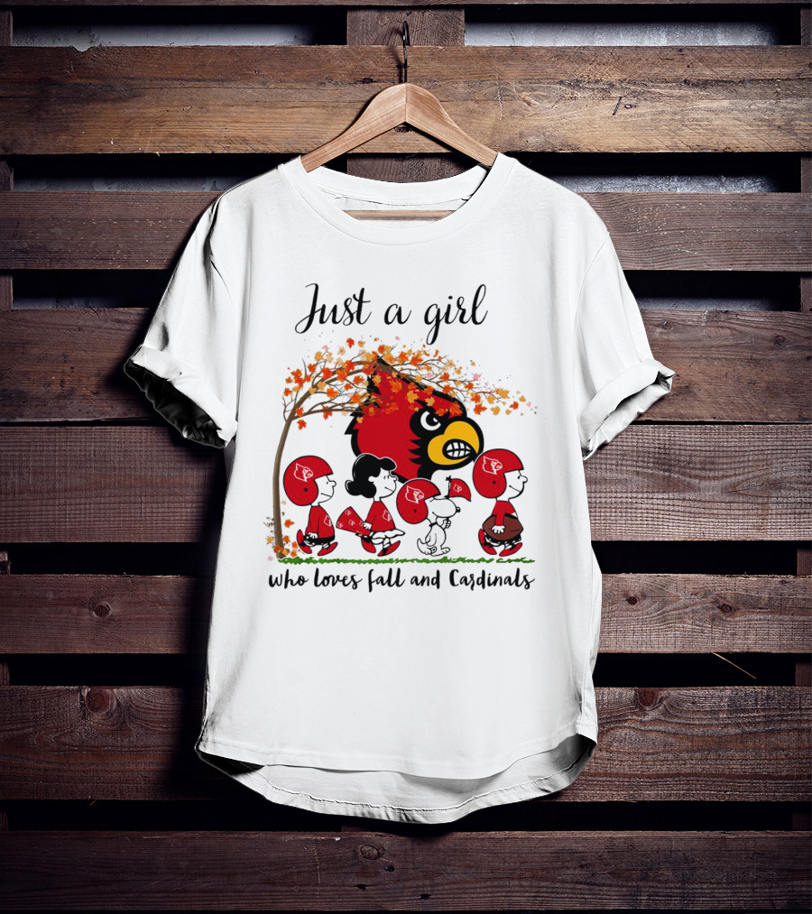 Just A Girl Who Loves Fall And Cardinals Peanuts Cartoon T-Shirt
