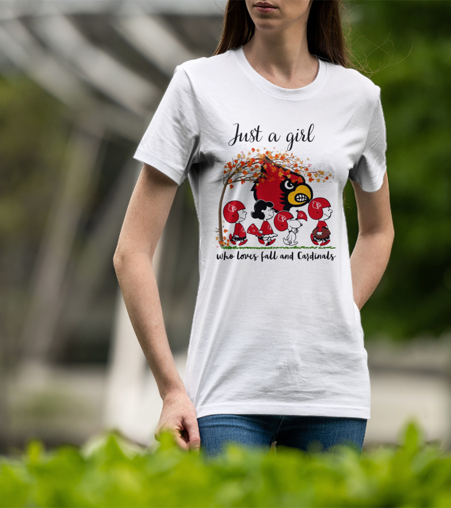 Just A Girl Who Loves Fall And Cardinals Peanuts Cartoon T-Shirt