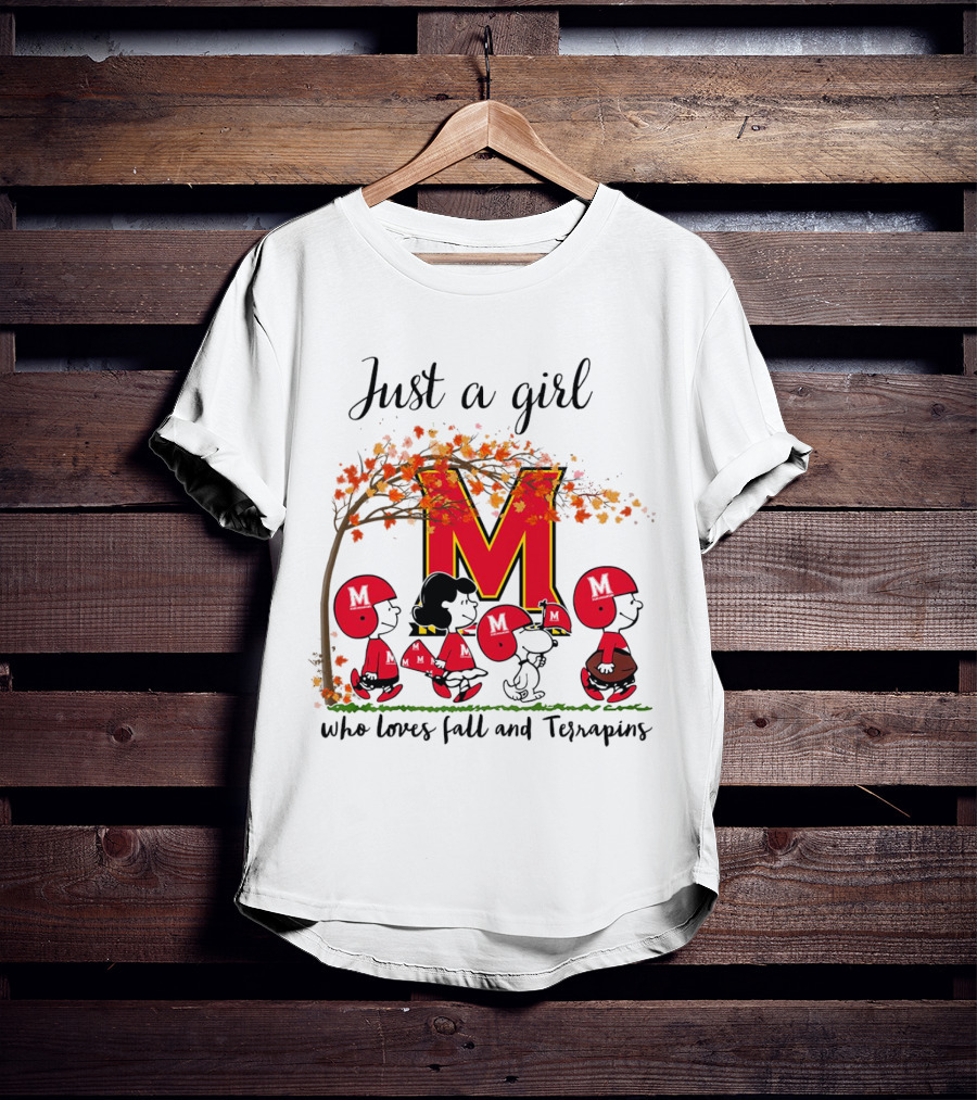 Just A Girl Who Loves Fall And Terrapins Peanuts Cartoon T-Shirt