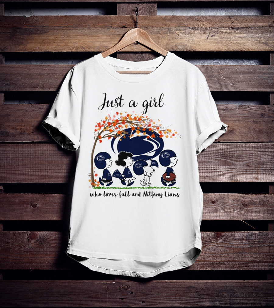 Just A Girl Who Loves Fall And Nittany Lions Peanuts Cartoon Halloween T-Shirt