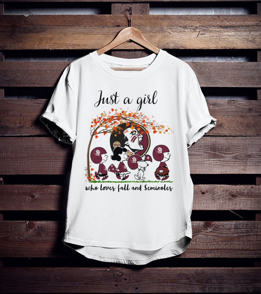 Just A Girl Who Loves Fall And Seminoles Peanuts Cartoon T-Shirt