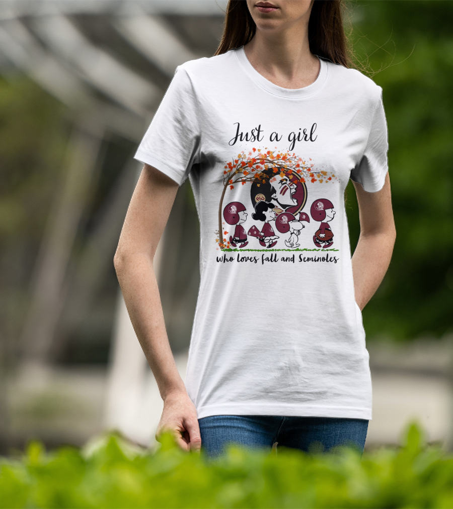 Just A Girl Who Loves Fall And Seminoles Peanuts Cartoon T-Shirt