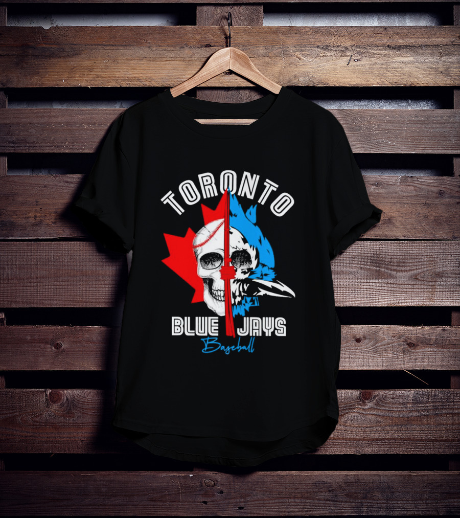 Toronto Blue Jays Skull Baseball Canada Flag T-Shirt