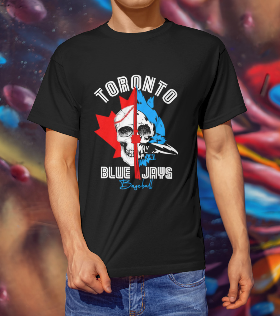 Toronto Blue Jays Skull Baseball Canada Flag T-Shirt